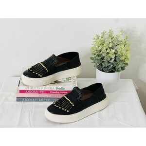 Bcbgmaxazria Women's‎ Dita Goat Leather Slip-On Black Sneakers Shoes Size 5.5